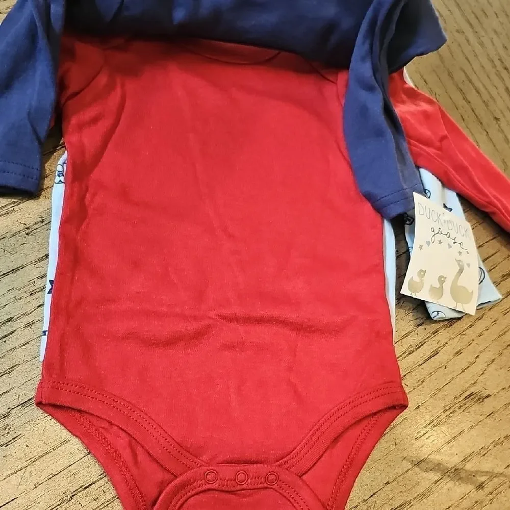 Long Sleeve Onesie Bundle Varsity 6-9 Month NWT - Blue and Red